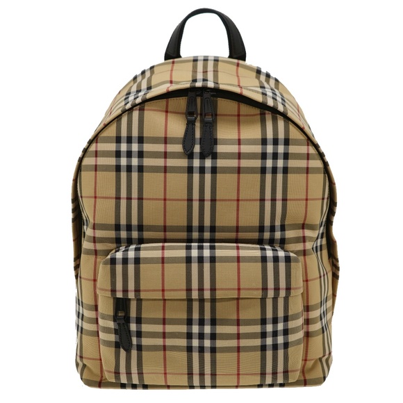 Burberry Jett Backpack Vintage Check Beige Nylon Canvas New